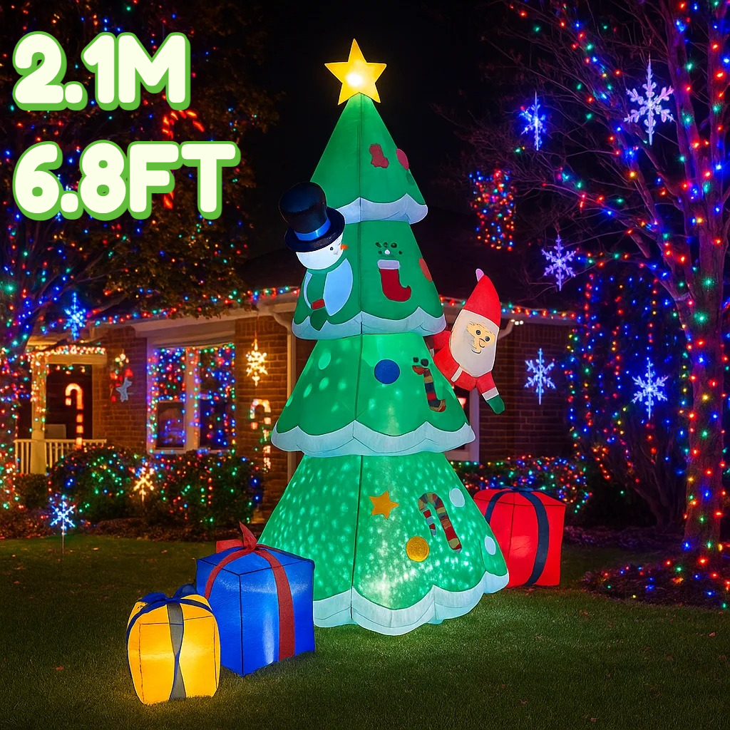 Lighting Tree Decor - 2.1M/6.8FT Christmas Tree Snowman Santa Claus
