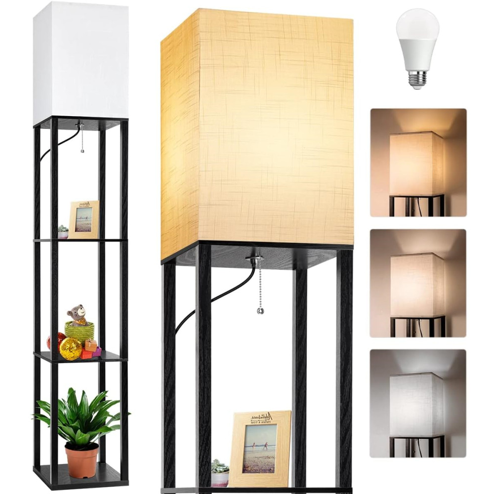 Floor Lamp Tripod - Arts Floor Light with Shelves, Shelf