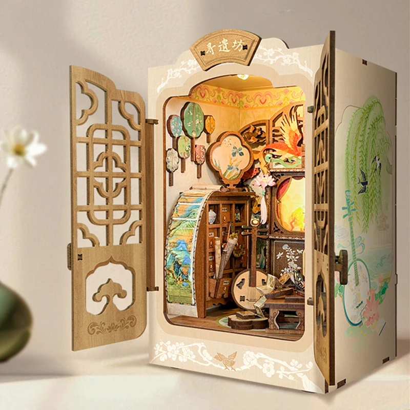 Lighting Decor House - OUZEY Wooden DIY Book Nook Shelf