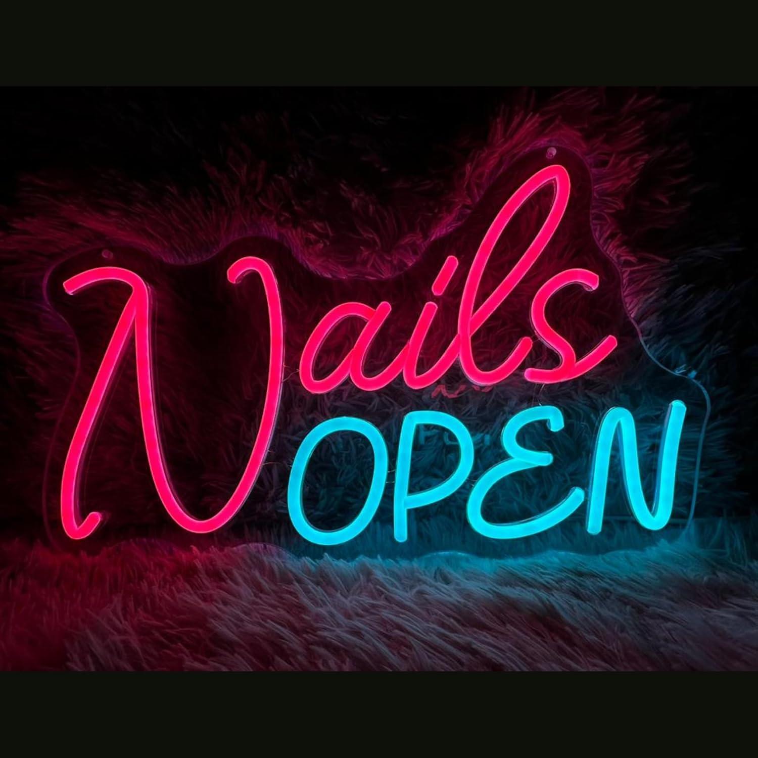 Led Lighting Wall Decor - Nails Open Neon Sign USB Dimmable