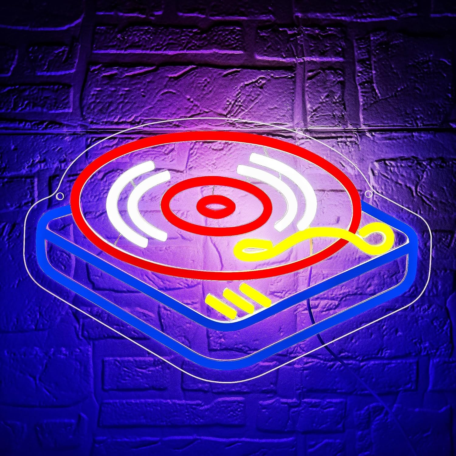 Led Lighting Wall Decor - Record Player Neon Sign Guita Art
