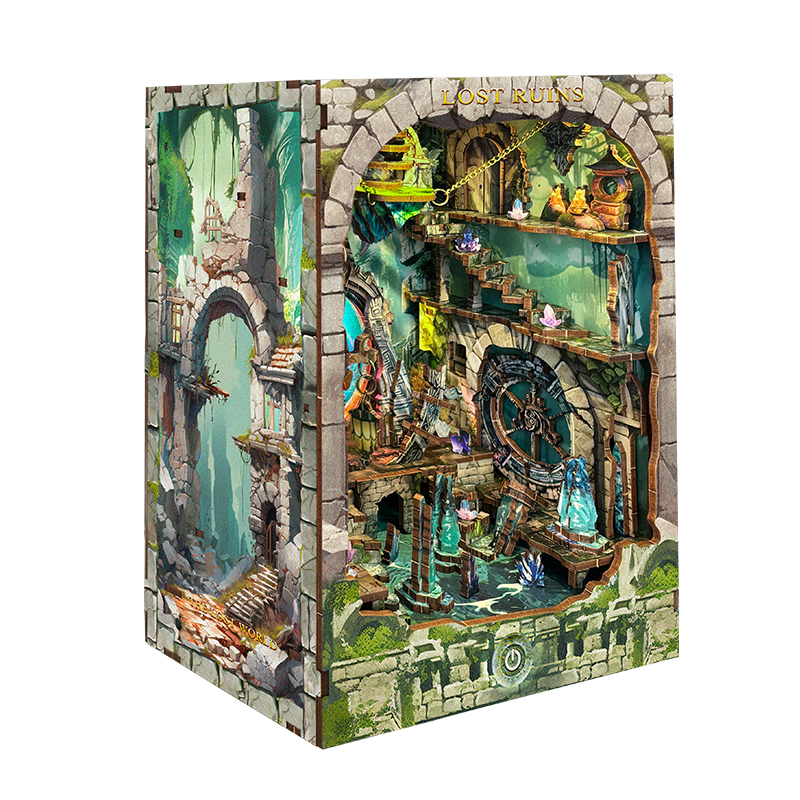 Lighting Decor House - DIY Book Nook Lost Ruins Wooden