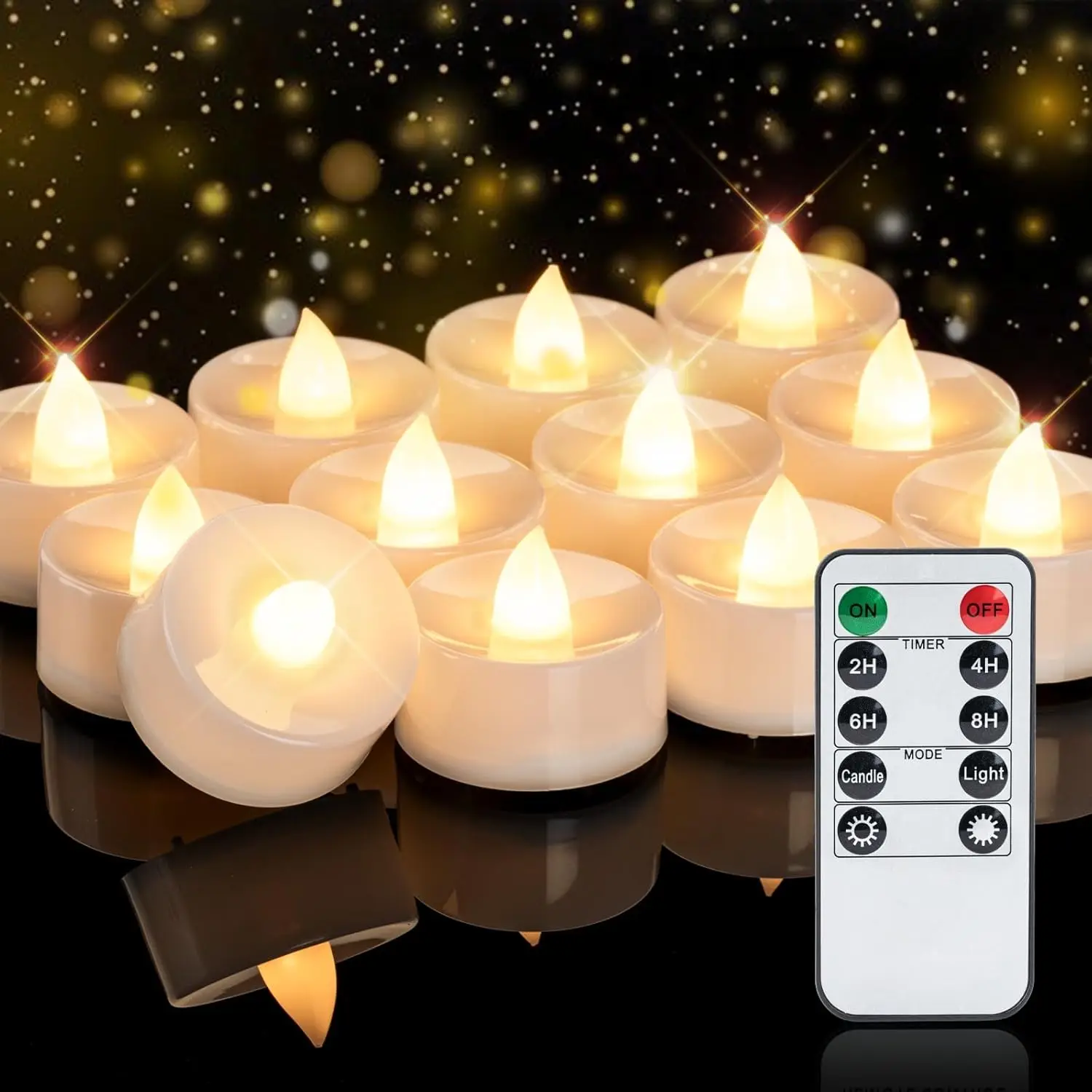 Decor Lighting Hours - 12pcs Flameless LED Tea Lights with