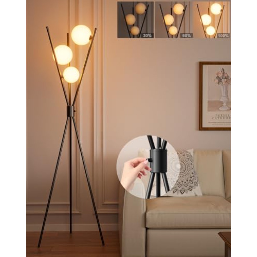 Floor Lamp Tripod - Dimmable Tripod Floor Lamp, Mid Century