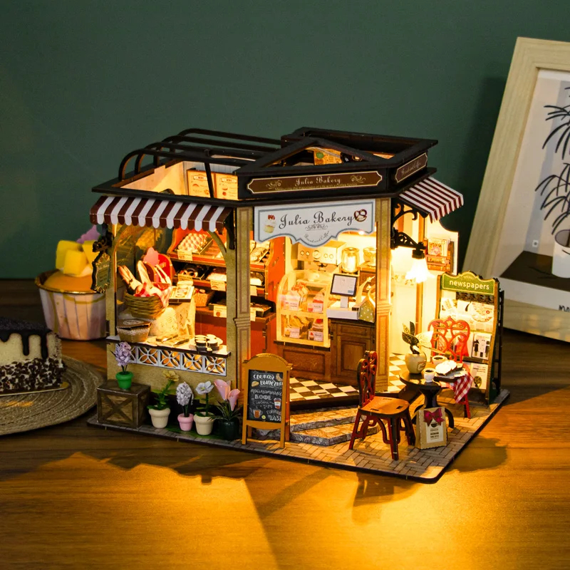 Lighting Decor House - OUZEY Miniature Wooden Dollhouse Model Kit