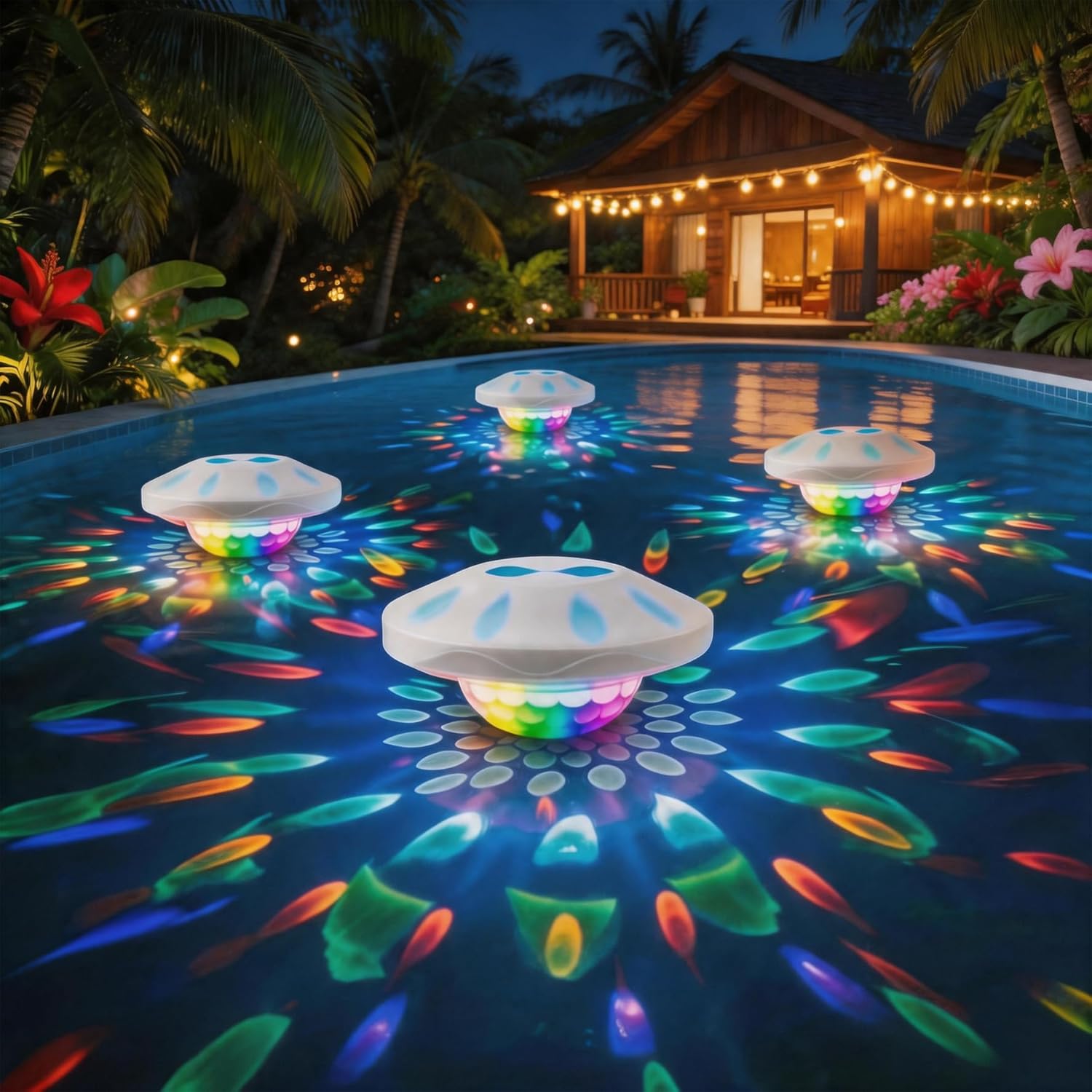 Decor Lighting Pack - 4-Pack 4000mAh Color-Changing LED Pool Floats,