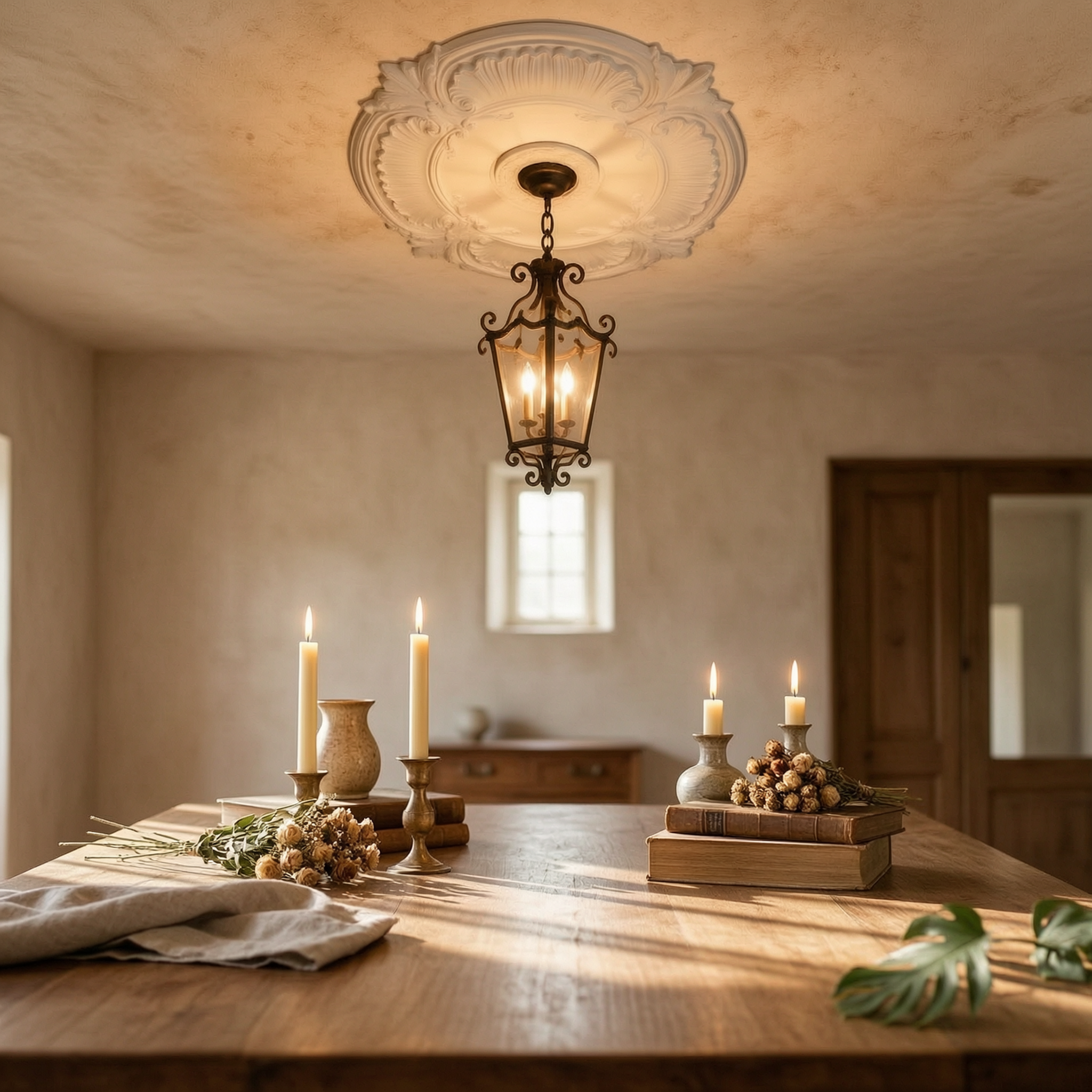Lighting Decor - Round PU Ceiling Medallion Ornate Decorative