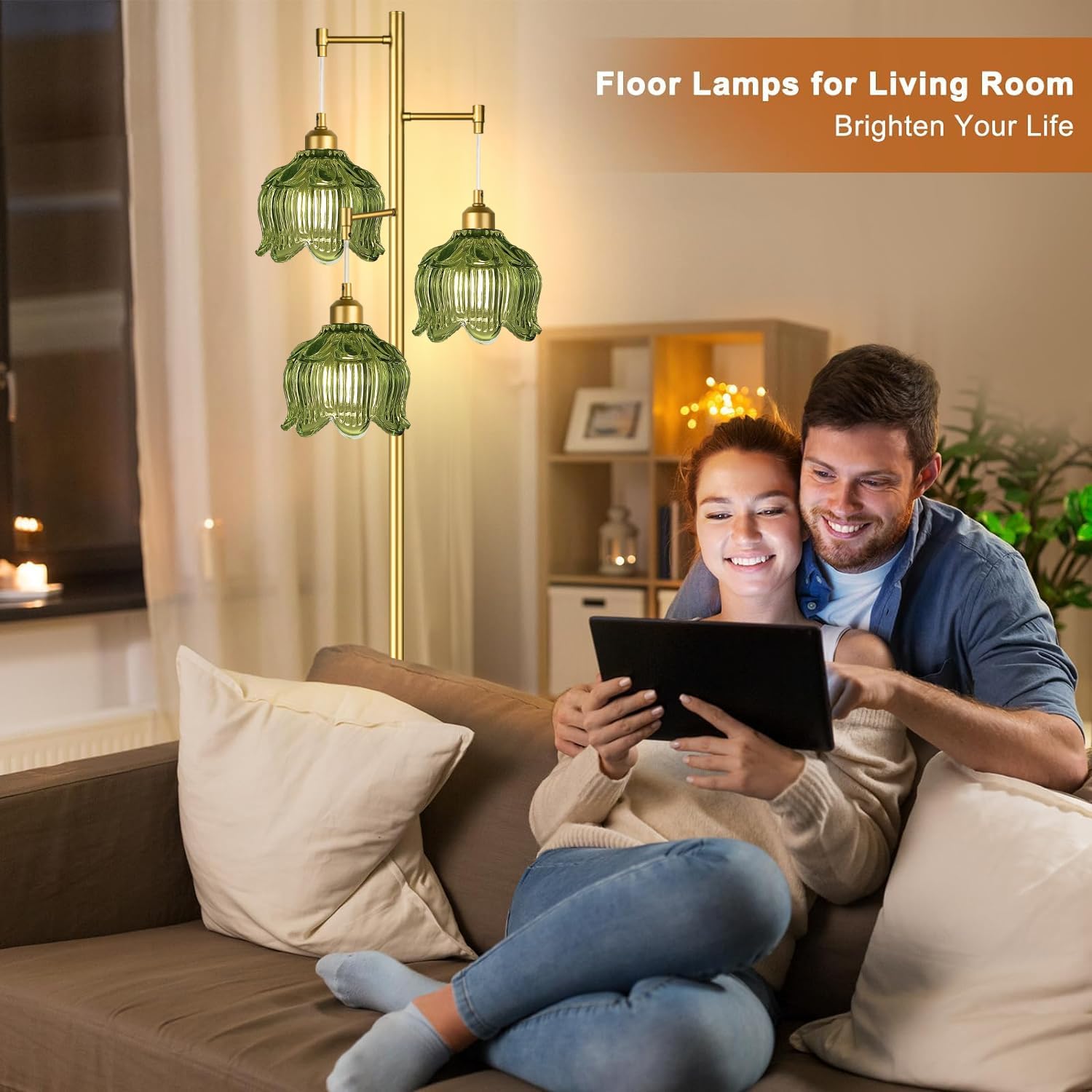 Vintage Gold Glass Floor Lamp  - Lighting Decor 评论和价格