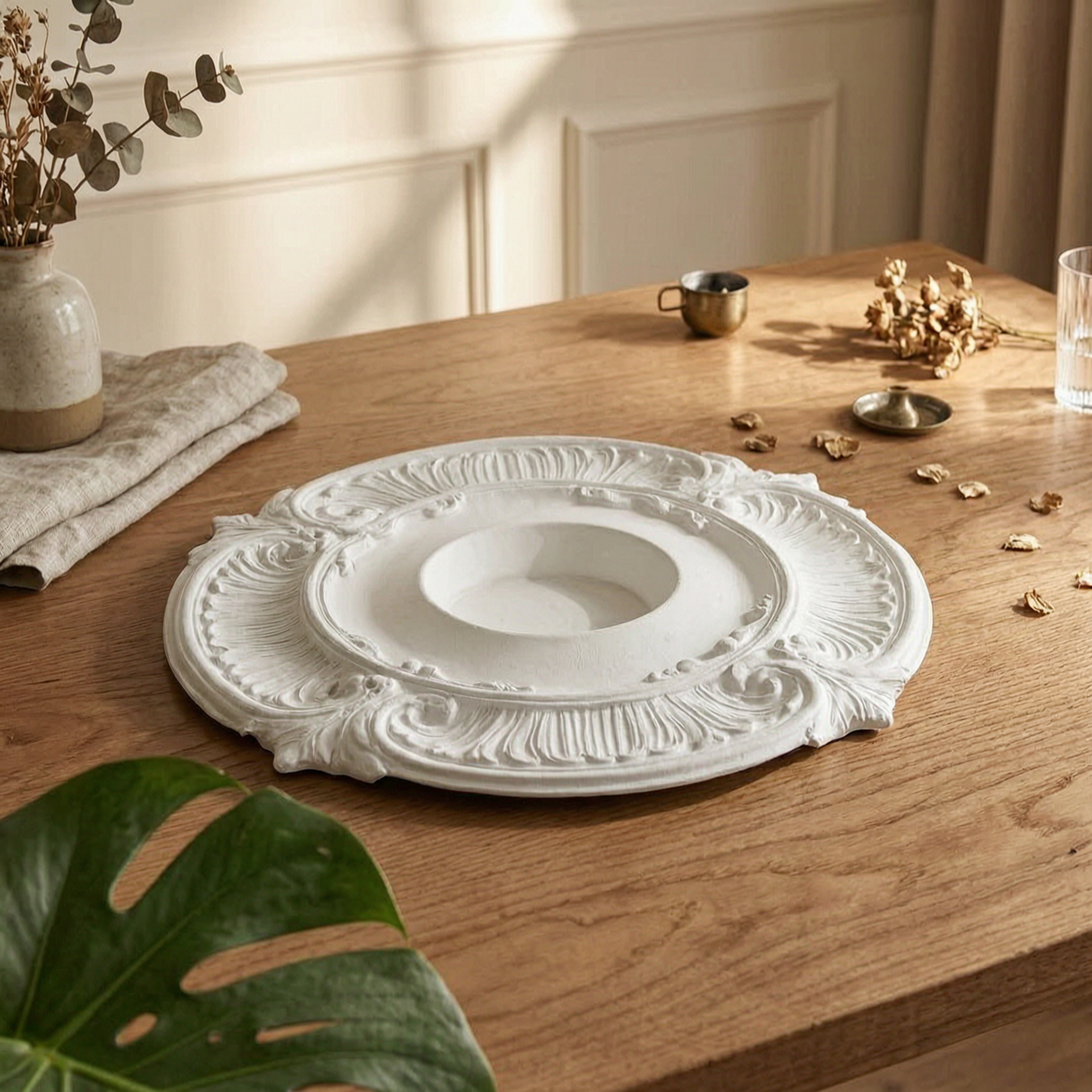 Round PU Ceiling Medallion Scr - Lighting Decor 评论和价格