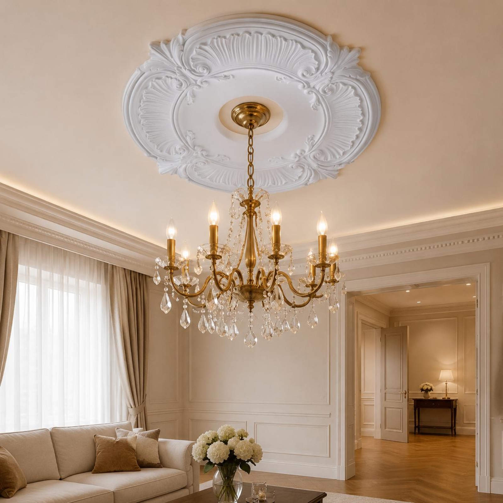 Round PU Ceiling Medallion Scr - Lighting Decor 评论和价格