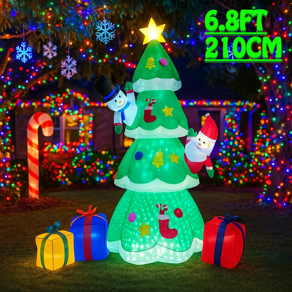 2.1M/6.8FT Christmas Tree Snow - Lighting Tree Decor 评论和价格