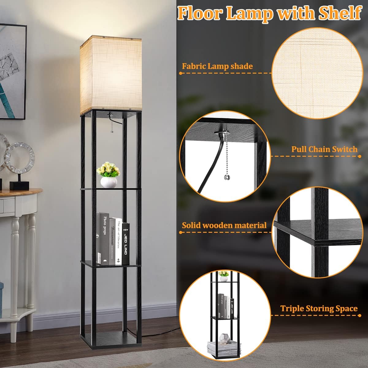 Arts Floor Light  with Shelves - Floor Lamp Tripod 评论和价格