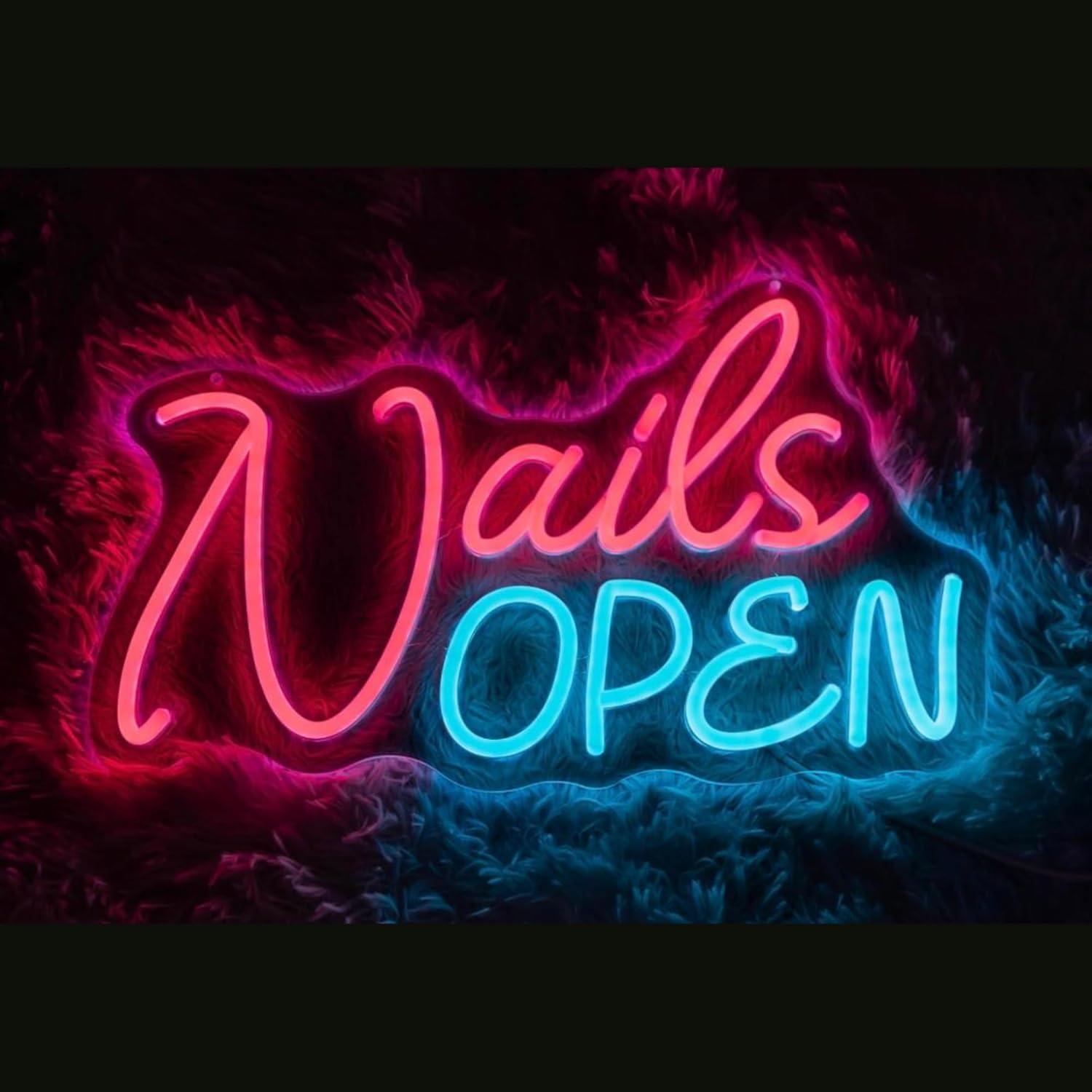 Nails Open Neon Sign USB Dimma - Led Lighting Wall Decor 评论和价格