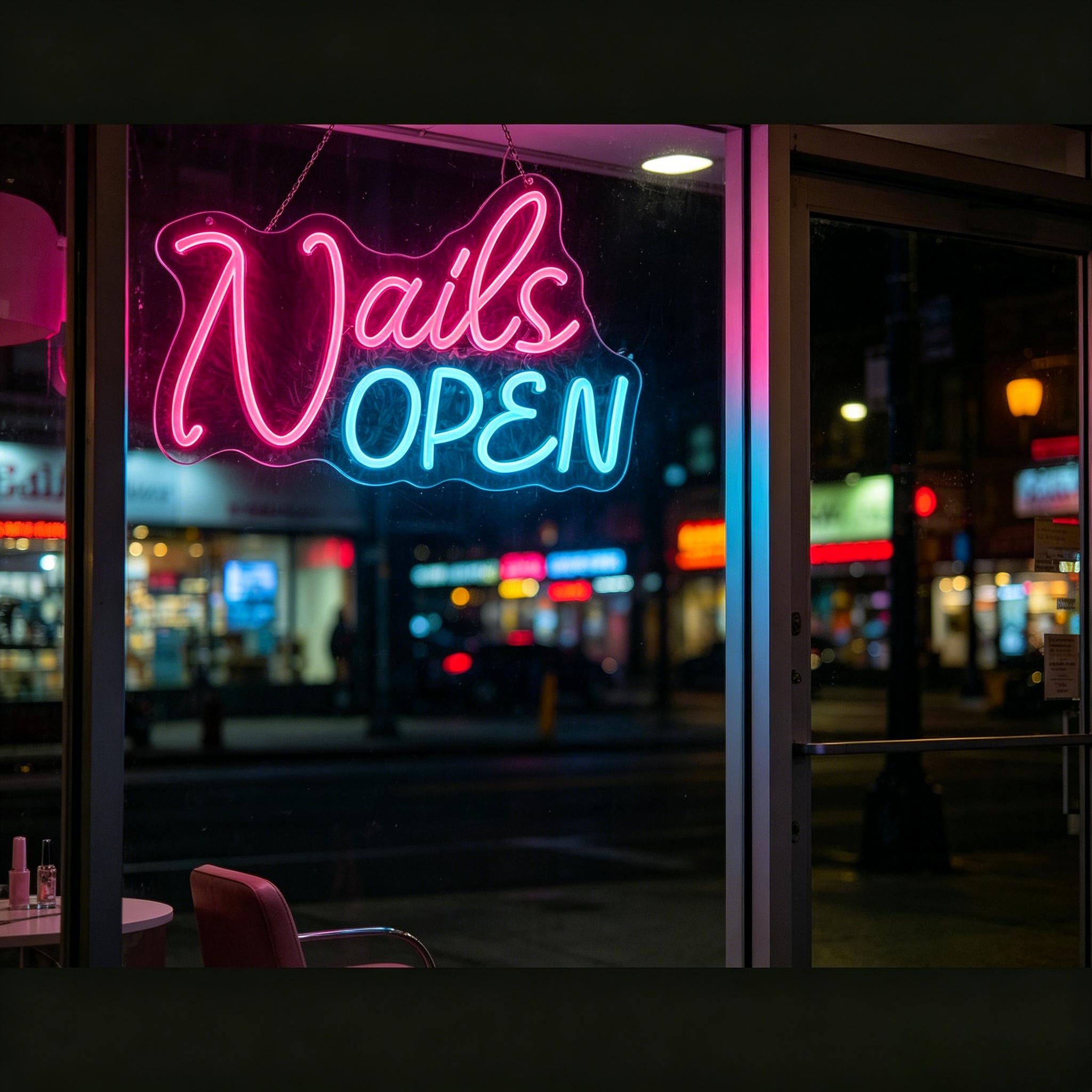 Nails Open Neon Sign USB Dimma - Led Lighting Wall Decor 评论和价格