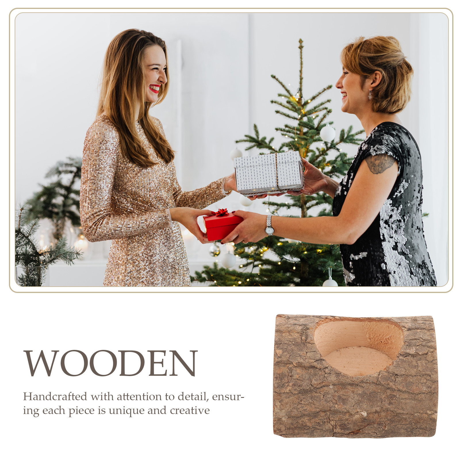 2Pcs Tree Bark Wood Holder Sol - Lighting Tree Decor 评论和价格
