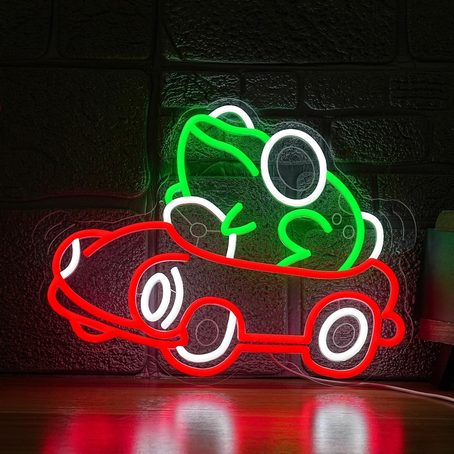 Frog Driving Car Neon Sign Art - Led Lighting Wall Decor 评论和价格