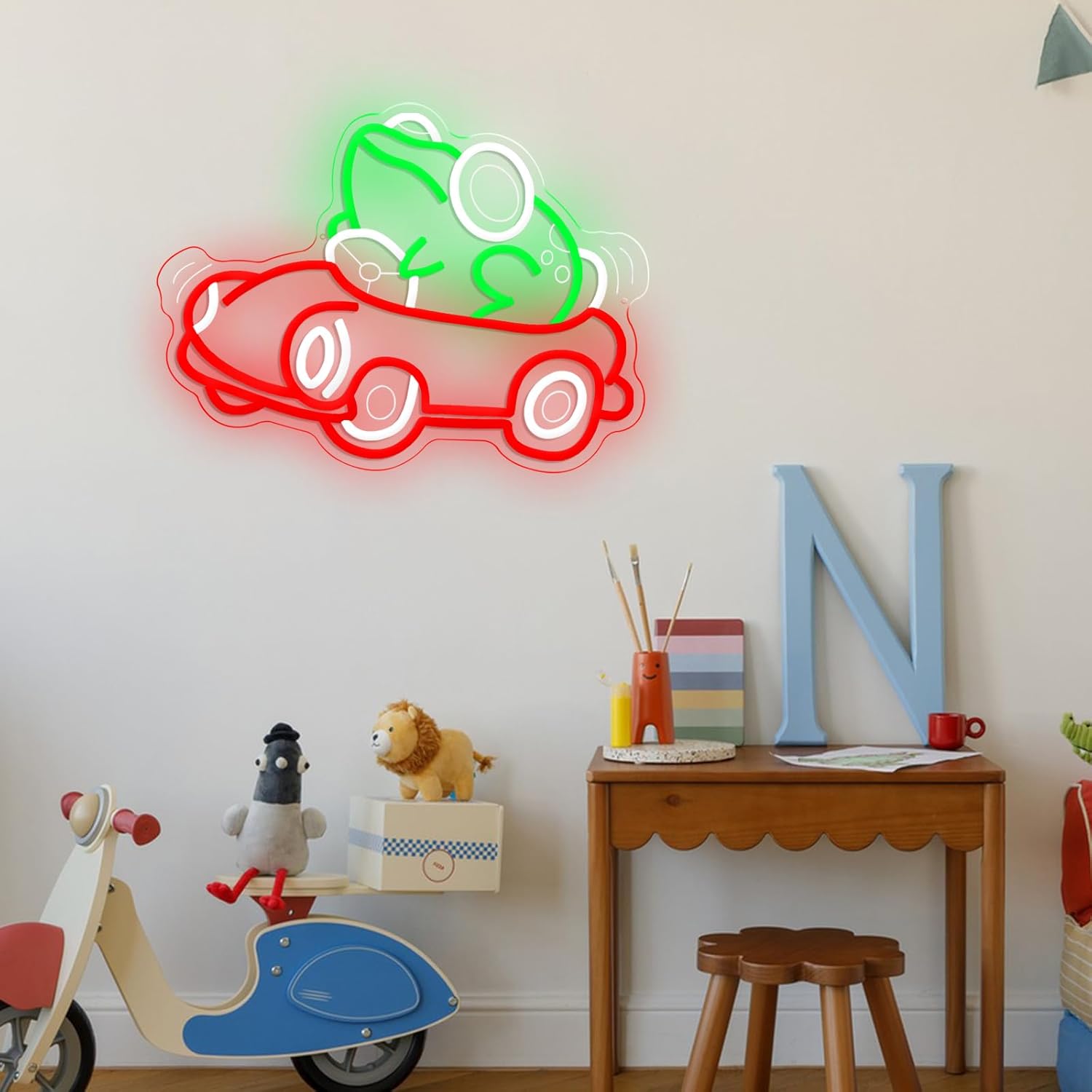 Frog Driving Car Neon Sign Art - Led Lighting Wall Decor 评论和价格