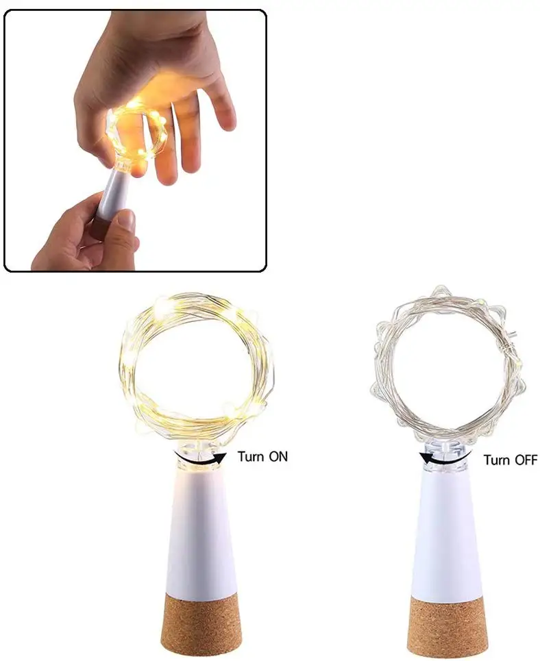 20 LEDs Cork Bottle Fairy Ligh - Decor Lighting Cork 评论和价格