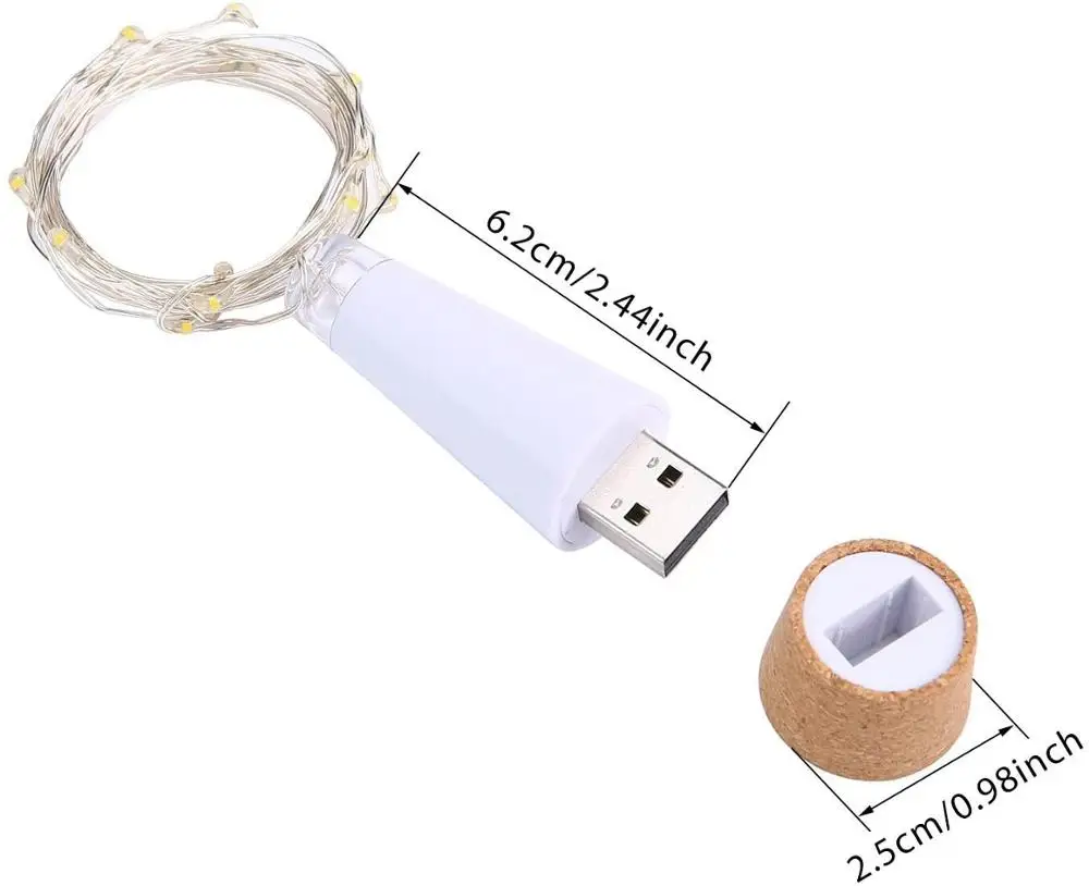 20 LEDs Cork Bottle Fairy Ligh - Decor Lighting Cork 评论和价格