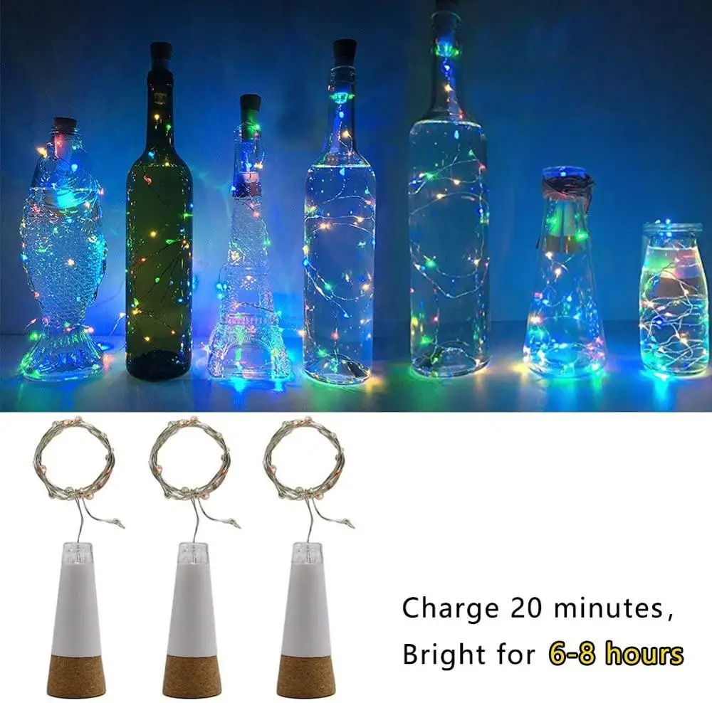 20 LEDs Cork Bottle Fairy Ligh - Decor Lighting Cork 评论和价格