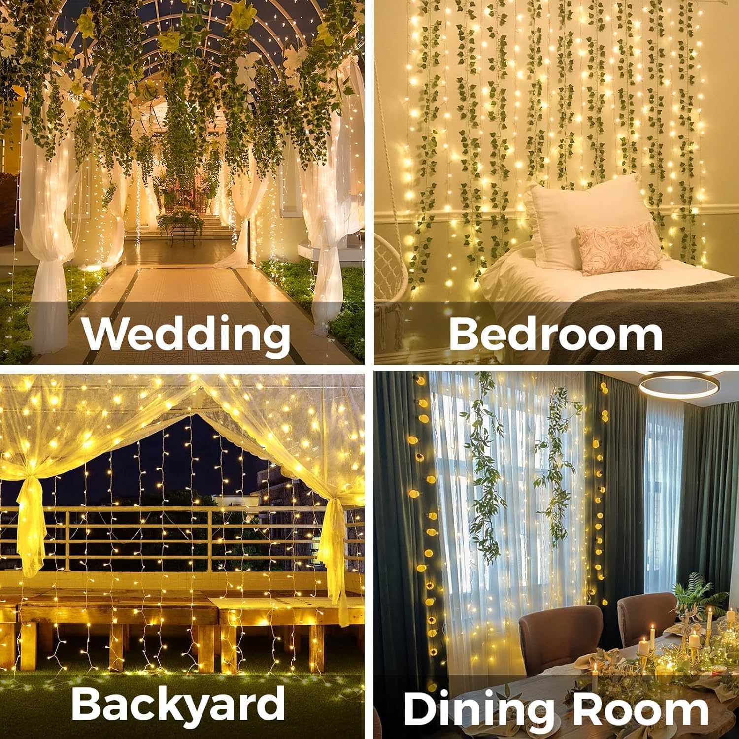 Curtain Lights For Bedroom 200 - Lighting Christmas Decor 评论和价格