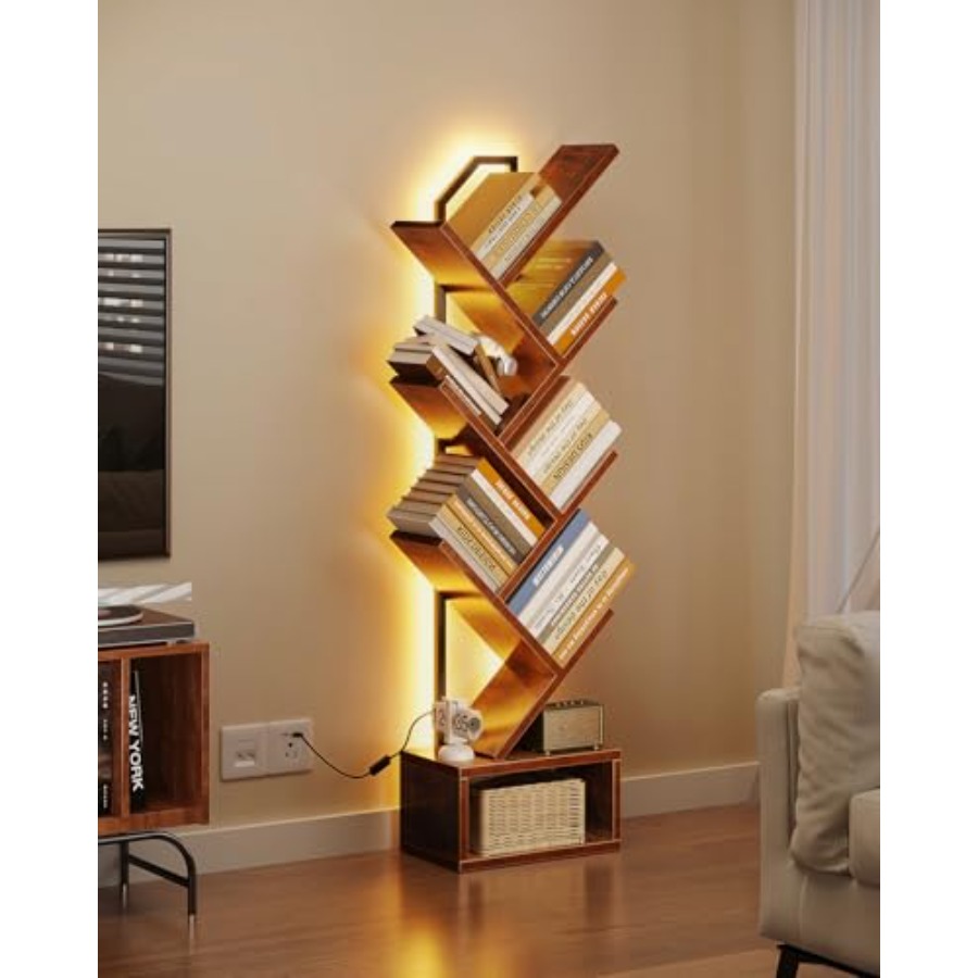 Tree Bookshelf with LED Lights - Lighting Tree Decor 评论和价格