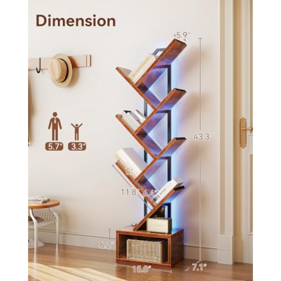 Tree Bookshelf with LED Lights - Lighting Tree Decor 评论和价格