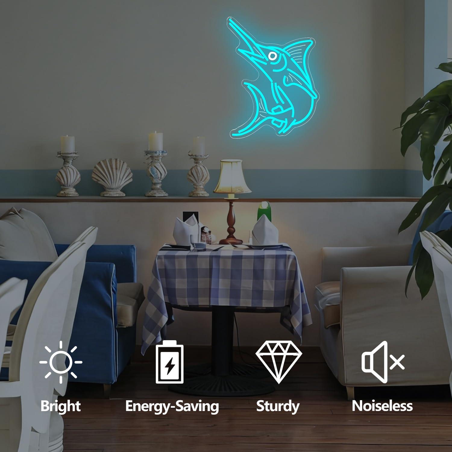 Marlin Fish Neon Sign Deep Sea - Led Lighting Wall Decor 评论和价格