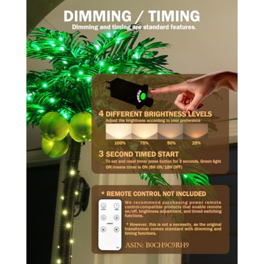 7ft Lighted Palm Tree with 208 - Lighting Tree Decor 评论和价格