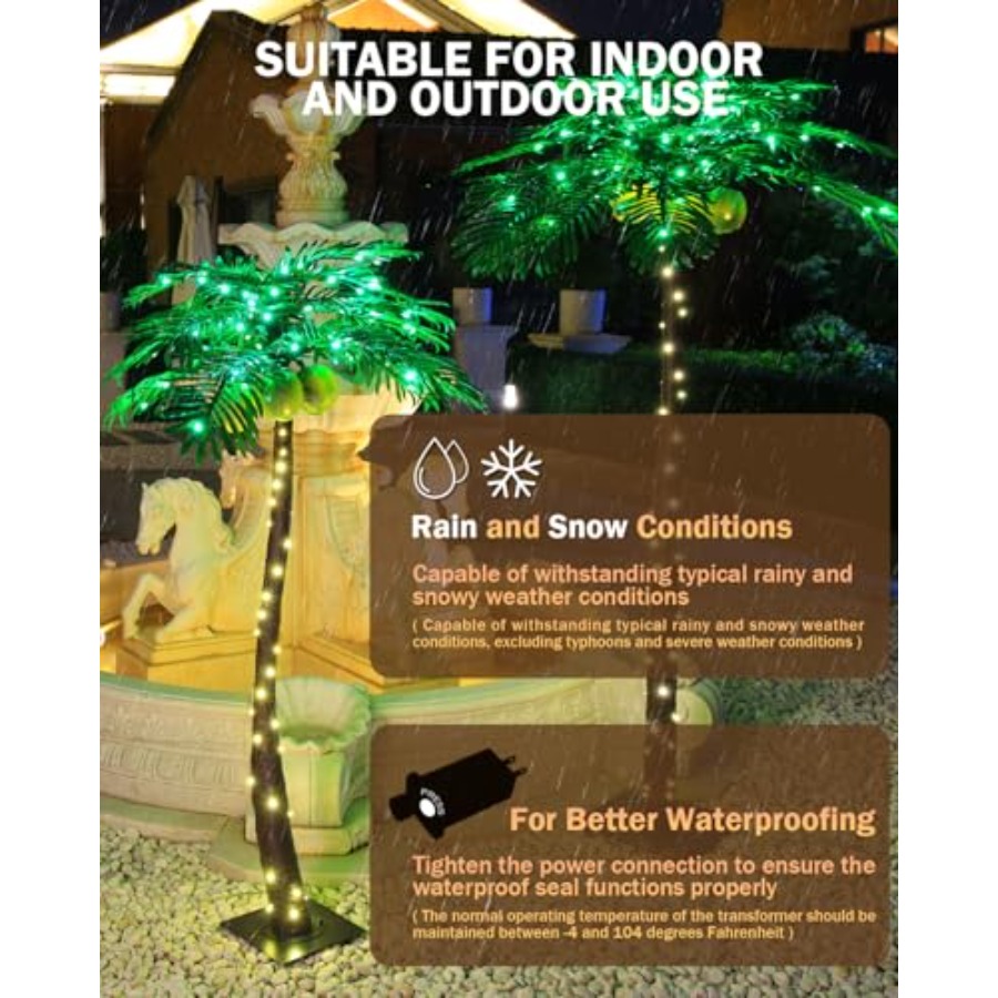 7ft Lighted Palm Tree with 208 - Lighting Tree Decor 评论和价格