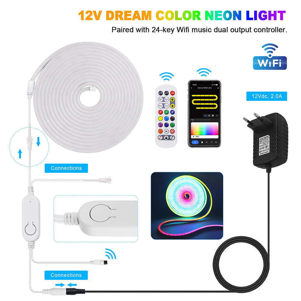 WiFi Smart RGB Neon LED Strip  - Decor Lighting Hours 评论和价格