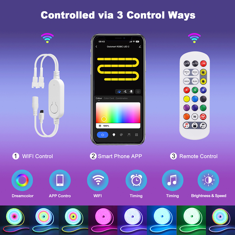 WiFi Smart RGB Neon LED Strip  - Decor Lighting Hours 评论和价格