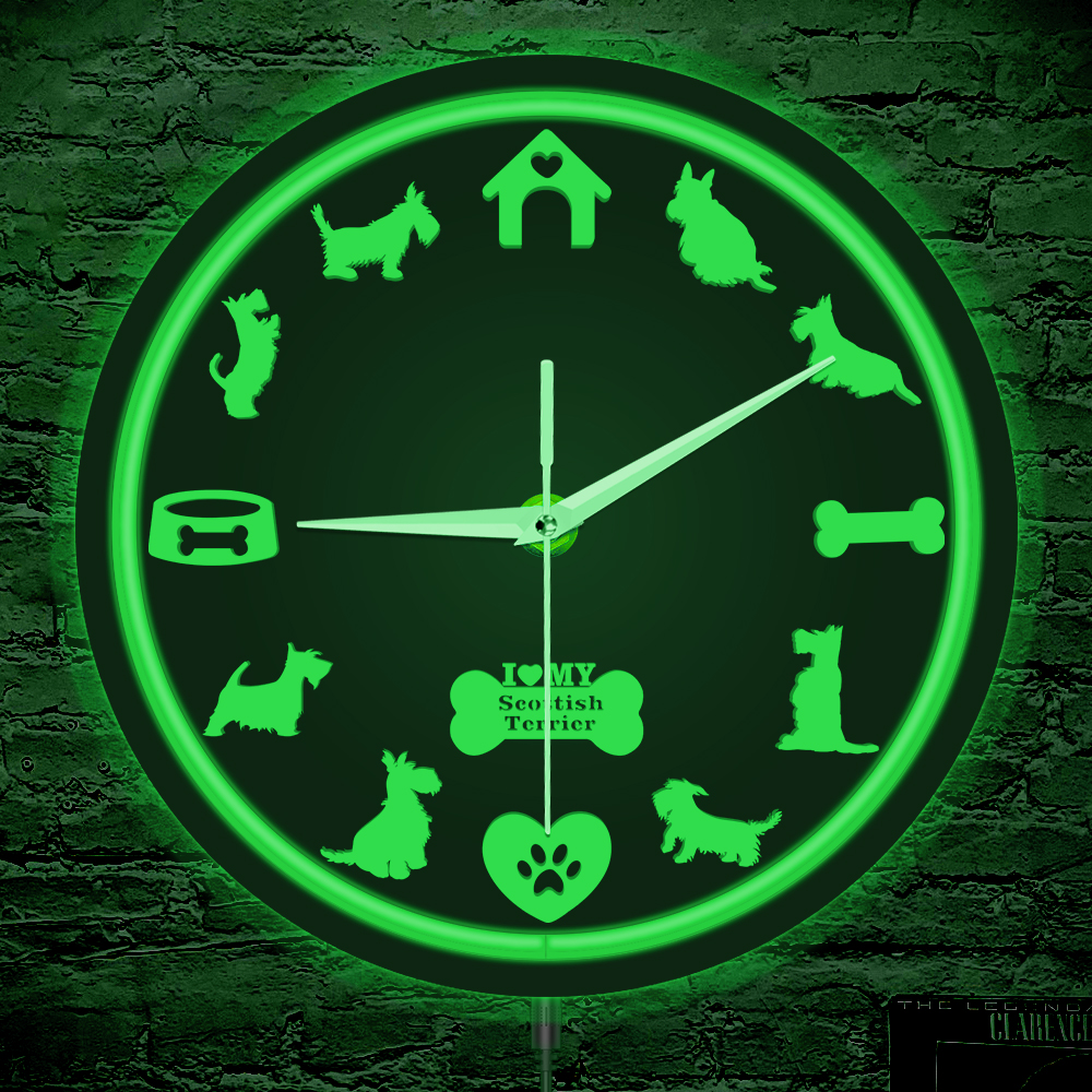 Scottish Terrier Breed and Pet - Lighting Home Decor Wall Clocks 评论和价格