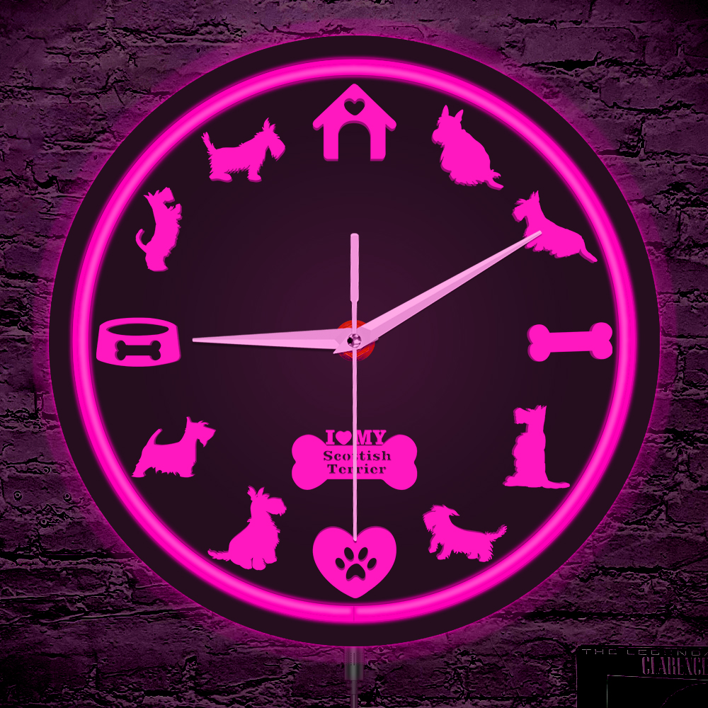 Scottish Terrier Breed and Pet - Lighting Home Decor Wall Clocks 评论和价格