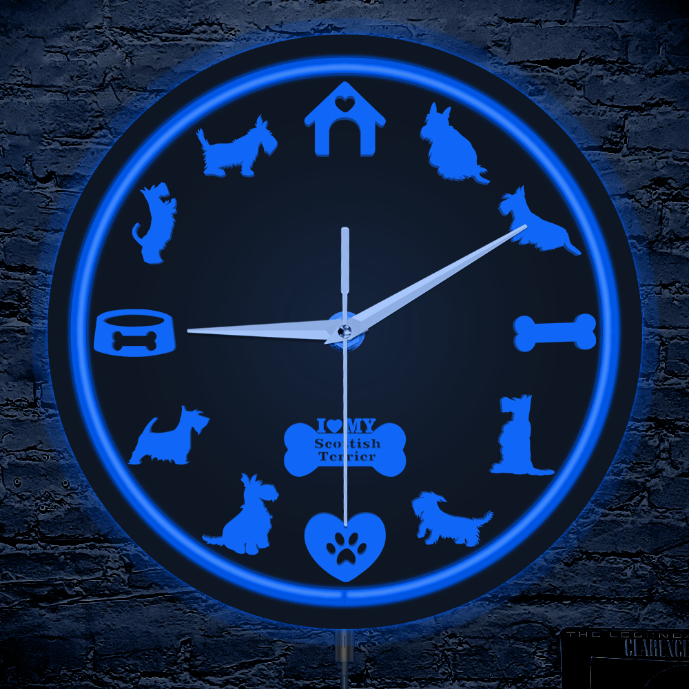 Scottish Terrier Breed and Pet - Lighting Home Decor Wall Clocks 评论和价格