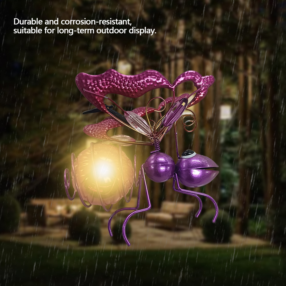 Solar Iron Insect Statue With  - Lighting Bug Decor 评论和价格