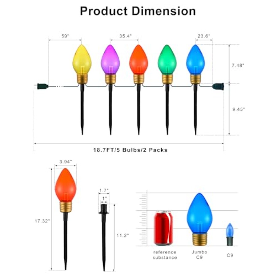 10 Lights Jumbo C9 Pathway Chr - Decor Lighting Pack 评论和价格