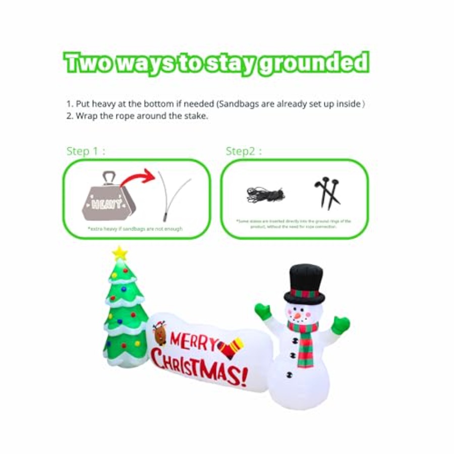 10FT Inflatable Snowman with T - Lighting Tree Decor 评论和价格