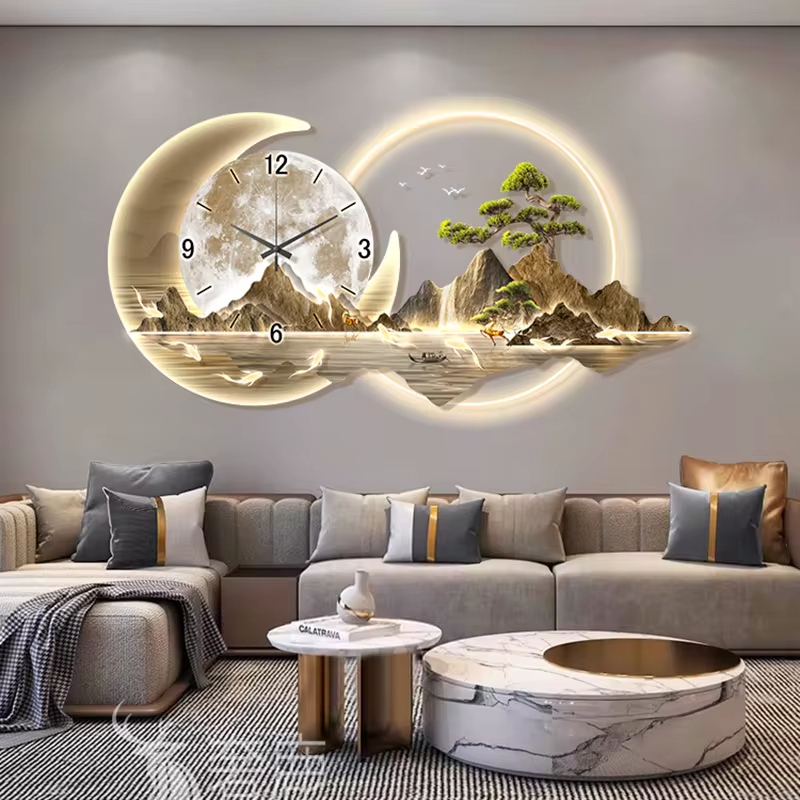 Fashion Luxury Clock Wall Chin - Lighting Home Decor Wall Clocks 评论和价格