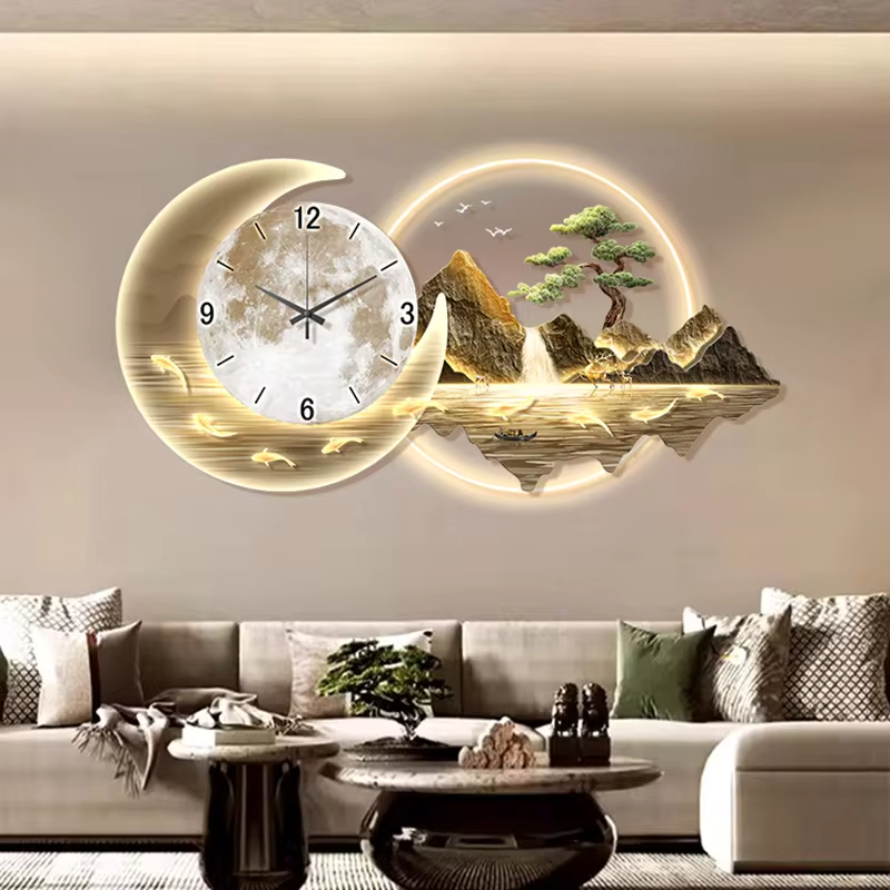 Fashion Luxury Clock Wall Chin - Lighting Home Decor Wall Clocks 评论和价格