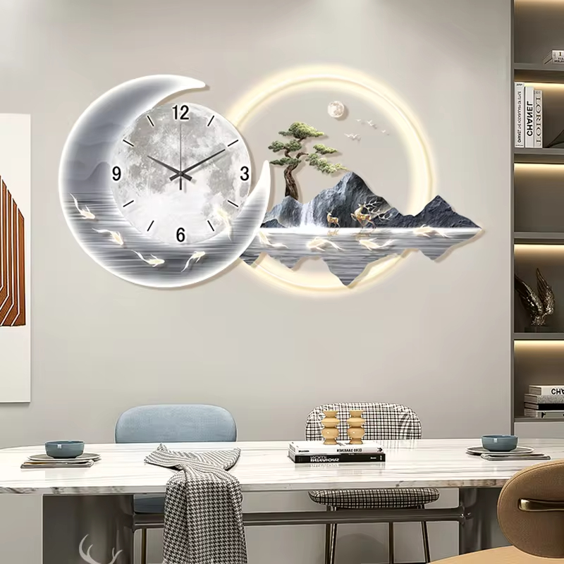 Fashion Luxury Clock Wall Chin - Lighting Home Decor Wall Clocks 评论和价格