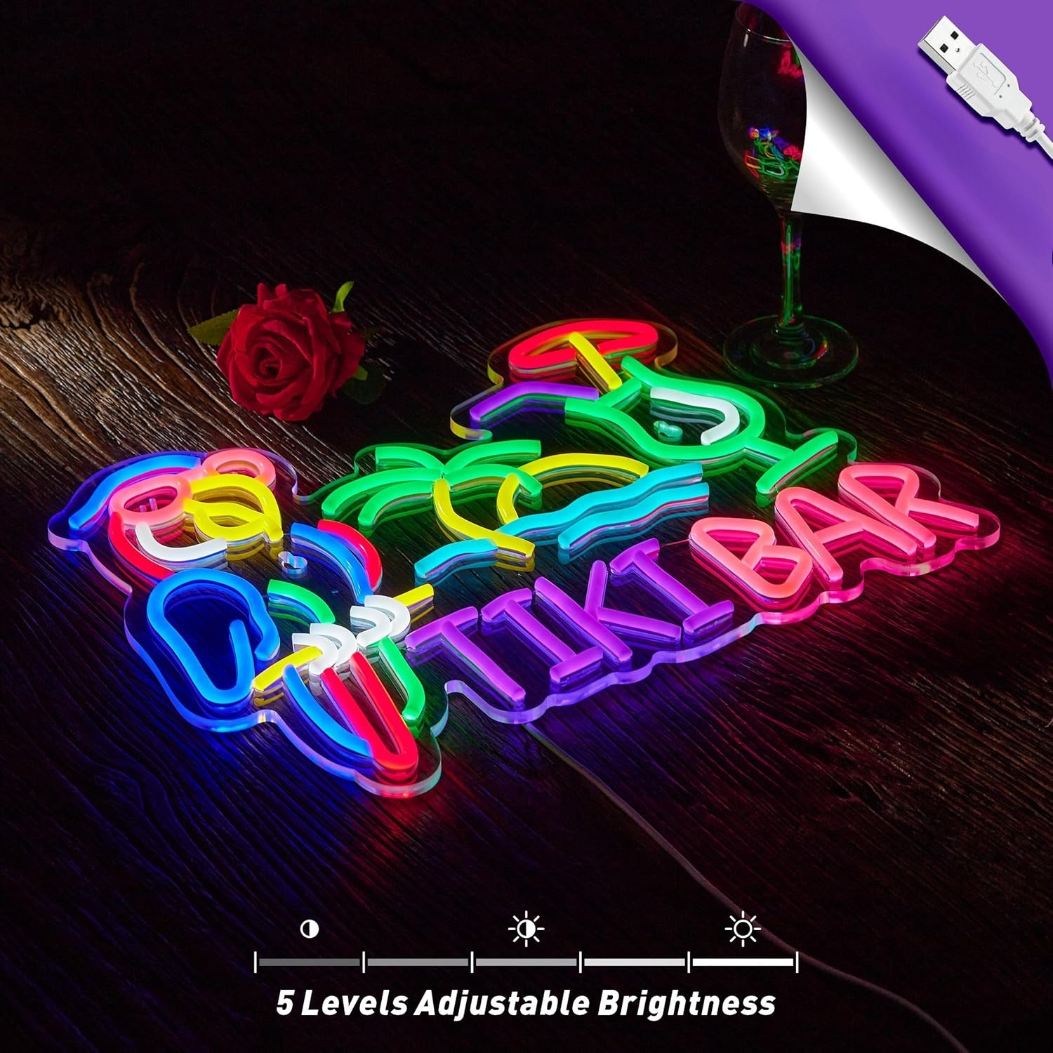 Tiki Bar Parrot Palm Tree Neon - Led Lighting Wall Decor 评论和价格