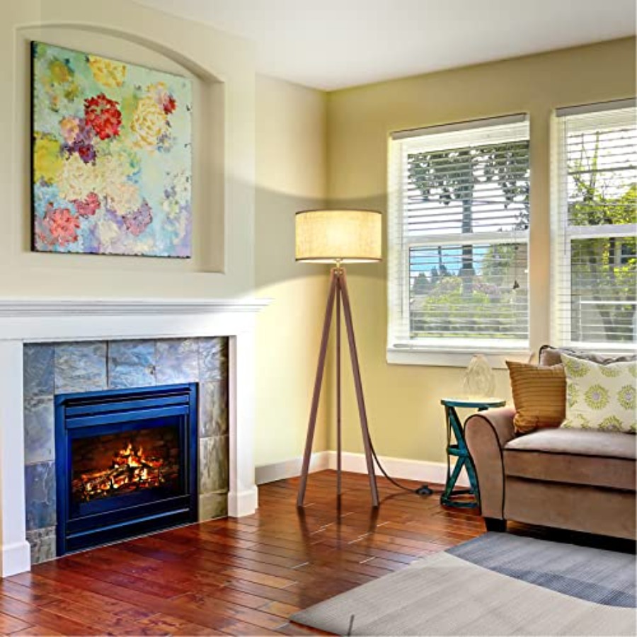 Wood Tripod Floor Lamp, Mid Ce - Floor Lamp Tripod 评论和价格