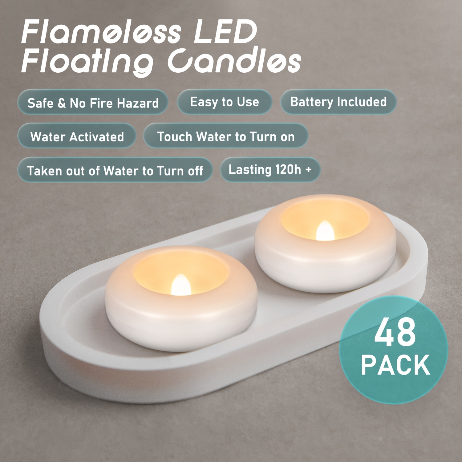 48 LED Floating Candles, 3-inc - Decor Lighting Hours 评论和价格