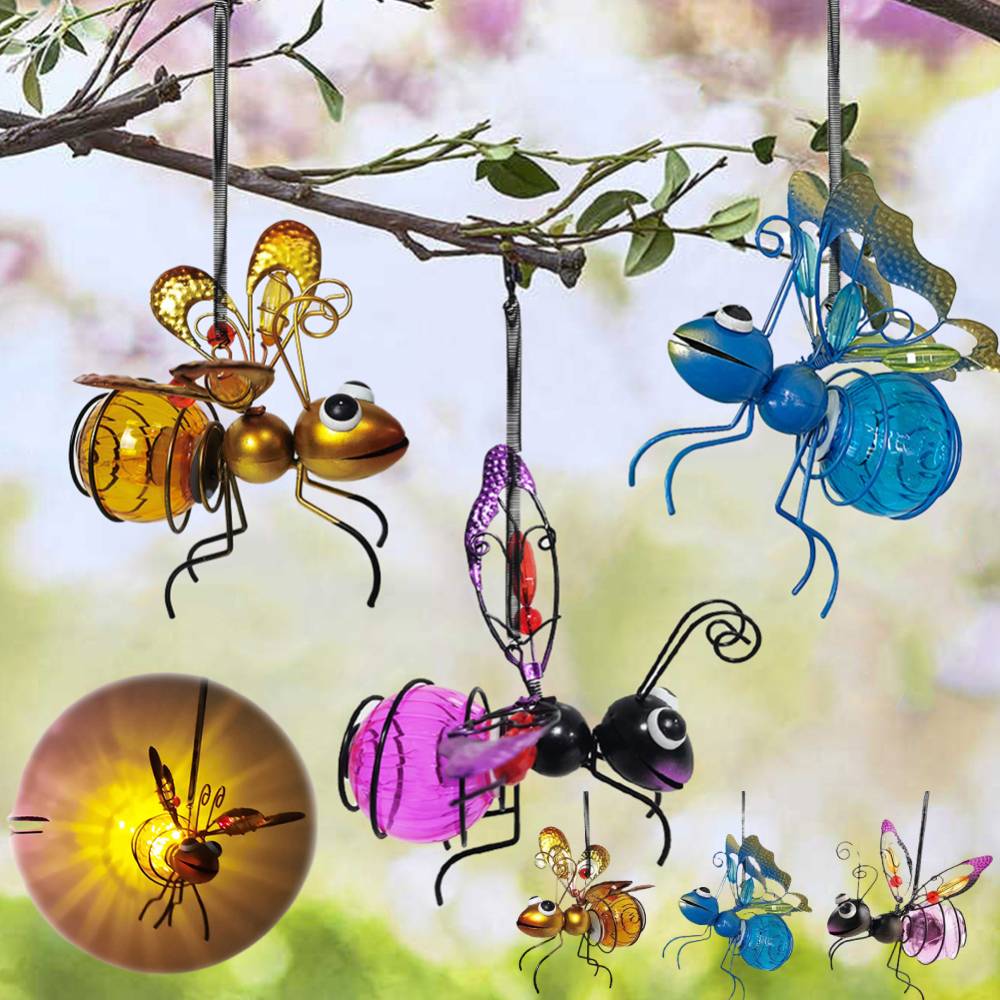 Solar Iron Insect Statue With  - Lighting Bug Decor 评论和价格