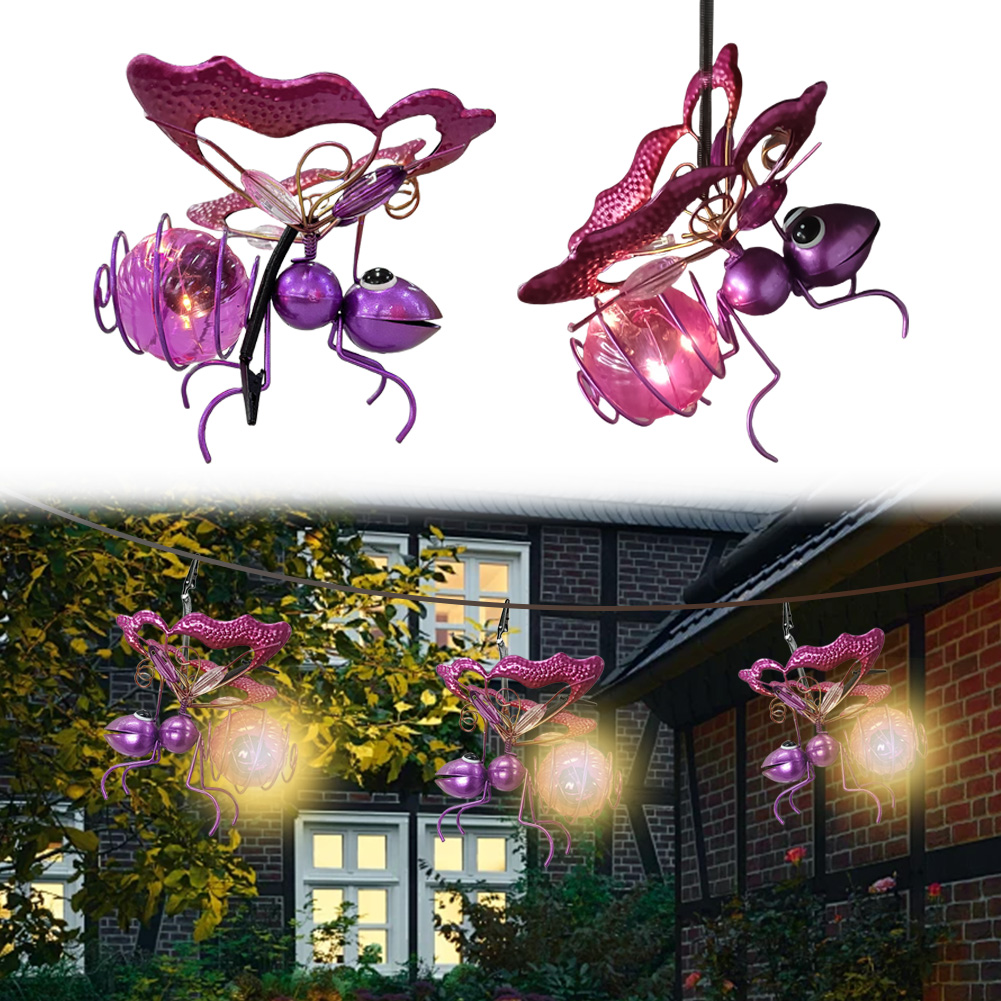 Solar Iron Insect Statue With  - Lighting Bug Decor 评论和价格