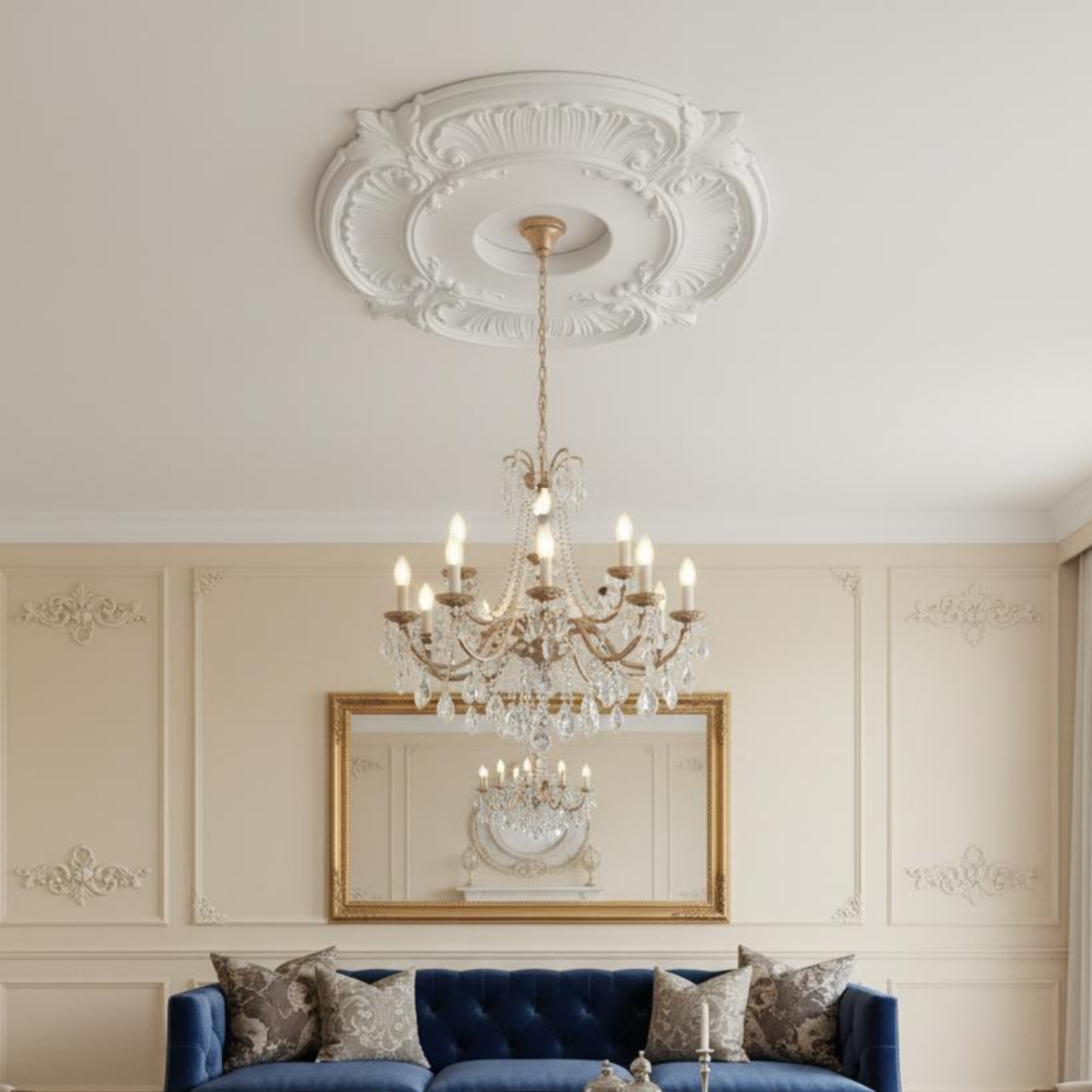 Round PU Ceiling Medallion Fre - Lighting Decor 评论和价格
