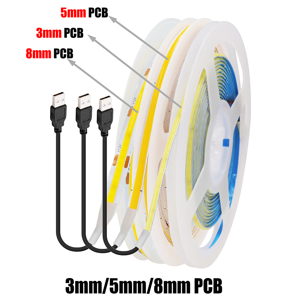 5V USB 3MM 5MM PCB COB LED Str - Decor Lighting Hours 评论和价格