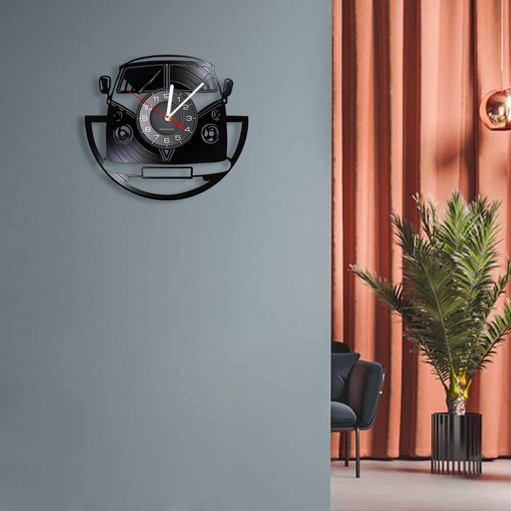 Minibus Vintage Vinyl Record W - Lighting Home Decor Wall Clocks 评论和价格